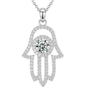 Hamsa Hand Moissanite Pendant Necklace Iced Out Lucky Hand <b>Charm</b> Classic <b>Charm</b> Lucky Protection Jewelry - Product Image 2