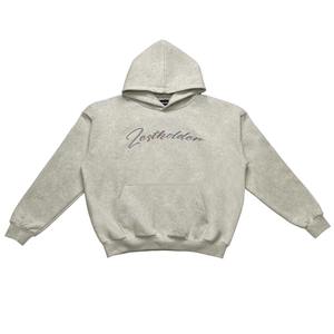 Sweat à capuche homme épais 1000 g/m² avec logo en relief, coupe classique, sans cordon, en coton, style streetwear hiver - Product Image 1