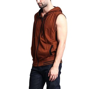 Sudadera con Capucha y Cierre de Cremallera sin Mangas para Hombre, Color Sólido, Felpa Francesa, Corte Informal, para Otoño - Product Image 2