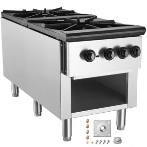 Fornello a Gas Commerciale in Acciaio Inox a 2 Fuochi, Piano Cottura da Banco, Propano/Gas Naturale, Attrezzatura da Cucina Professionale - Product Image 1