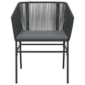 Garden Dining Set <b>Black</b> Poly Rattan 31.5x31.5x29.1 Inch Metal <b>Frame</b> Weather Resistant Outdoor Furniture Contemporary Style - Product Image 5