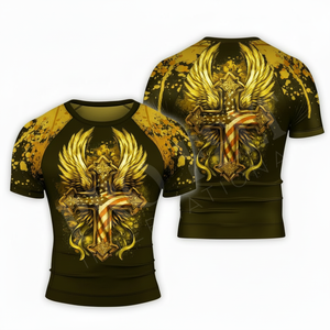 Latest Design High Quality Flexible O Neck Collar Short Sleeve <b>Compression</b> Rash Guard Custom Logo Design OEM ODM T <b>Shirts</b> <b>Men's</b> - Product Image 6