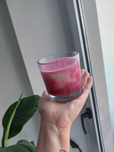 Vela de Cera Rosa en Frasco de Vidrio, Cilindro Redondo, Decoración para el Hogar, Reutilizable - Product Image 1