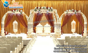Mandap de Boda Indio con Diseño de Templo de Pavo Real, Último Modelo de Mandap de Boda con Pasillo, Pilares de Pavo Real, Mandaps de Madera Tallada para Bodas, Suministro en EE. UU. - Product Image 2