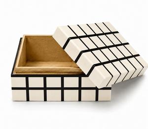 Caja de Joyería con Tapa de Madera y Resina Azul y Blanca, Porta Papel Decorativo para el Hogar, Hotel, Baño, Caja de Joyería con Tapa para Regalo - Product Image 4