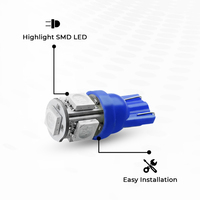 Bombillas LED Roadpower Blue T10, Paquete de 10, 12V CANbus, Sin Errores, Plug and Play, Ajuste Universal, Bajo Consumo 5W, Súper Brillantes 5-SMD 5050