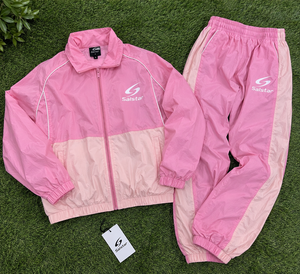 Women’s <b>Pink</b> & White <b>Tracksuit</b> <b>Set</b> Custom Windbreaker Jacket & Jogger Pants 2 Piece Sportswear Training Suit OEM/ODM - Product Image 5