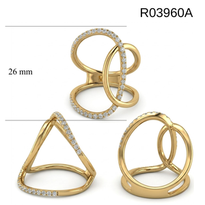 Anillo Escultural de Doble Banda Entrelazada en Oro Amarillo Sólido de 18K con Diamantes Naturales de Corte Brillante, Diseño Infinito, Certificado IGI - Product Image 4