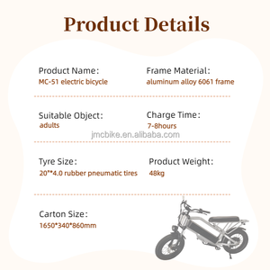 Vélo de montagne électrique rétro à grande puissance 1500W, 2 places, 60V, 20 pouces, 50Ah, pneus larges, vélos électriques MTB - Product Image 2
