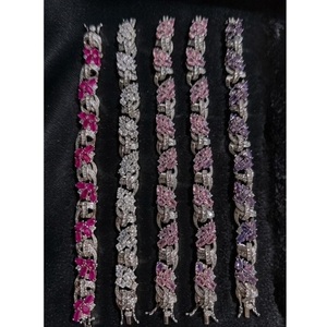 Chic Trendy STUNNING SPARKLES Premium Brass <b>Silver</b> Plated CZ Zircon Openable <b>Charm</b> <b>Bracelet</b> for Women Party Wear Occasion - Product Image 1