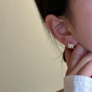 S925 Sterling <b>Silver</b> Korean Style Niche Design Sense Hornbag Earrings Korean Style Fashion Simple Retro Ear Jewelry - Product Image 4