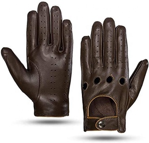 Leather Bike Wear Gloves Wrist Length Breathable Sporty Style Cycling Gloves Black with <b>Red</b> Trim Unlined Spring Autumn Use - Product Image 2