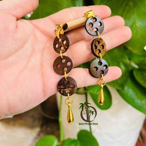 ACCESORIOS DE CÁSCARA DE COCO NATURALES HECHOS A MANO/PENDIENTES DE MODA DE MARCA ESTILO VINTAGE - Product Image 4