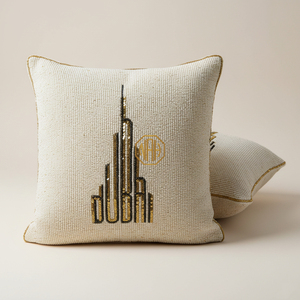 Funda de Cojín Moderna con Emblema Árabe Saudí, Hecha a Mano, con Diseño Bordado y Estampado con Cuentas, para Decoración del Hogar - Product Image 3