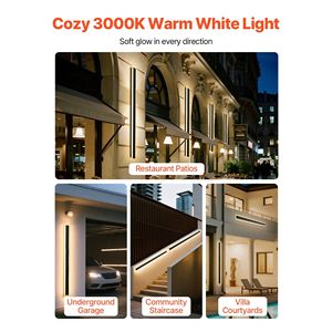 Moderno esterno 2-Pack lampade da parete per esterni lungo 47.2 pollici bianco caldo 3000K striscia LED applique lampade IP65 impermeabile parete - Product Image 3