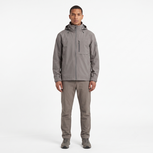 เสื้อแจ็คเก็ตกันน้ำสำหรับผู้ชาย ผ้า softshell พร้อมฮู้ด TPU โพลีเอสเตอร์ผสมสแปนเด็กซ์ กันลม สำหรับเดินป่ากลางแจ้ง รับทำโลโก้ OEM ปิดด้วยซิป - Product Image 1