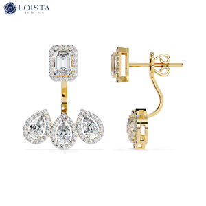 Boucles d'oreilles en diamant de culture en forme de poire, style classique, bijoux de mariage pour femmes, certifiées IGI - Product Image 1