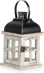Farol Decorativo Hecho a Mano de Madera, Portavelas Rústico Estilo Granja, Farol Colgante para Decoración del Hogar - Product Image 5