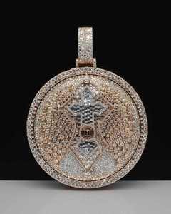 Custom Round Moissanite <b>Charm</b> Pendant 925 Sterling <b>Silver</b> Hip Hop Jewelry Rhodium Gold Plated Statement Pendant - Product Image 1