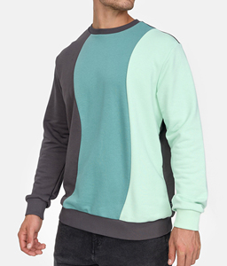 Sweat-shirt à col rond pour homme, coupe classique, en molleton tricoté, style décontracté, manches longues, 100% coton, color block, automne - Product Image 2