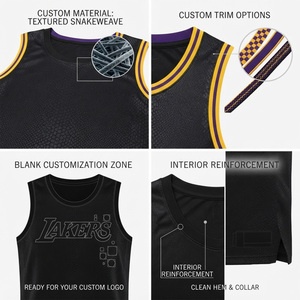 Lakers 23 Men's Basketball Jersey Black Yellow Mesh Sleeveless Neck Breathable Windproof Eco-Friendly Polyester/Nylon Customized - Product Image 5