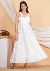 Vestido Maxi de Algodón Liso sin Cuello con Botones, Estilo Bohemio de Verano, Atuendo Formal Elegante para Mujer, Ligero y Cómodo 2 - Product Image 2