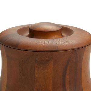 Cubo de Hielo Moderno de Madera de Acacia con Cuchara Metálica a Juego, Silueta Curva Aislada, Elegante, Estilo Mediados de Siglo, para Fiestas y Bares - Product Image 3