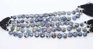 Perles de labradorite naturelle hexagonales plaquées argent, forme briolette, 8-12 mm, labradorite fantaisie, perles de labradorite plaquées argent - Product Image 5