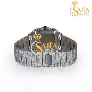 Reloj de Cuarzo de Acero Inoxidable con Diamantes de Moissanita y Oro Moderno de Sara Jewels, Edición Limitada para Regalo en Fiestas de Trabajo, Precio de Fábrica - Product Image 4
