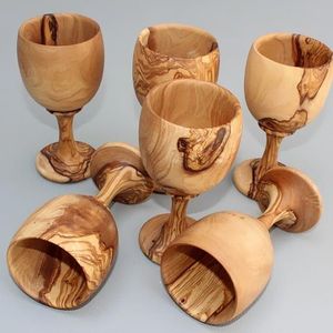 Wooden Wine Glass Handcrafted Olive Wood Drinking Cup Eco Friendly <b>Drinkware</b> for Home Party - Product Image 1
