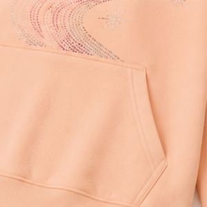 Sudadera con Capucha Extra Grande para Mujer, Diseño de Ondas con Pedrería Rosa Melocotón, Sudadera de Felpa Premium, Ropa Casual de Calle, Personalizable - Product Image 5