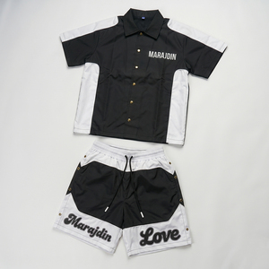 High Quality Custom Windbreaker <b>Set</b> Men's Side Button Hoodie Short <b>Set</b> Zipper Nylon Windbreaker Jacket Hoodies & Shorts <b>Sets</b> - Product Image 6