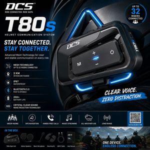 Intercomunicador para Casco de Motocicleta DCS T80S IP67, Sistema de Comunicación Mesh, Auriculares para Motociclistas, Comunicación en Grupo al Aire Libre - Product Image 2