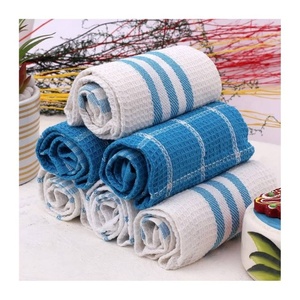 Customized <b>Waffle</b> Weave Kitchen Towel 40x40cm Blue White OEM ODM Low MOQ Wholesale Direct Factory - Product Image 1