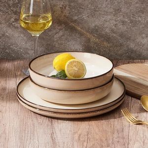 Lot de 4 grands bols à salade de 35 oz, assiettes plates larges en céramique, bols de service pour pâtes à double glaçure réactive pour la cuisine - Product Image 2