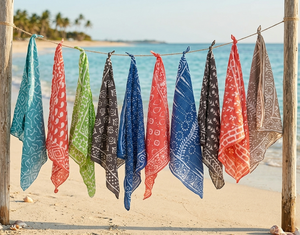Wholesale Square Block Print Bandana Cotton Handmade <b>Head</b> Scarf Indian Floral Boho Hair <b>Wrap</b> Striped Border Neckerchief - Product Image 1