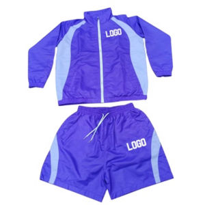 Ensemble short et veste coupe-vent unisexe pour homme, 100% polyester, bicolore, avec fermeture éclair, idéal pour le jogging – Collection été en gros - Product Image 3