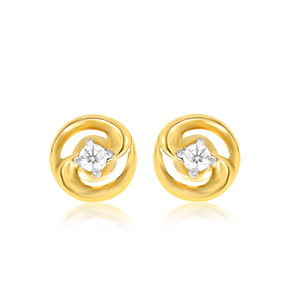 14K Yellow Gold Twisted <b>Knot</b> Round Lab Grown Diamond Stud <b>Earrings</b> Minimalist Fine Jewelry for Women Wholesale - Product Image 1