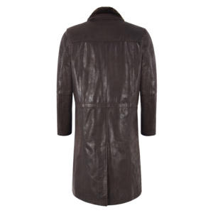 Manteau long en cuir de vache véritable pour homme avec col en fourrure amovible, manteau d'hiver en cuir de qualité supérieure, fabricant ODM sur mesure - Product Image 2