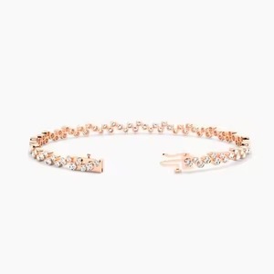 Customized Round Shape Moissanite Diamond Tennis Bracelet Bezel Setting 18K Yellow Gold Diamond Bracelet for Both <b>Men</b> and Women - Product Image 3