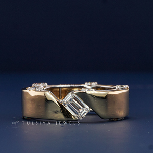 Bague en or massif 14 carats de qualité supérieure avec diamant de laboratoire pour homme, design classique moderne, alliance avec diamant de laboratoire de haute qualité - Product Image 1