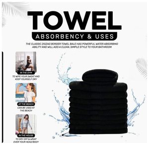 Toalla de Baño Profesional de Algodón para Hotel y Spa, Negra, Gruesa, Suave, Absorbente, 580 GSM, EU - Product Image 1
