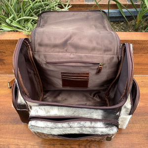 กระเป๋าเป้สะพายหลังดีไซน์ลายตารางหมากรุกหนังวัวแท้ขนาดใหญ่จุได้เยอะกระเป๋าผ้าอ้อมใช้ได้ทั้งชายและหญิง - Product Image 6