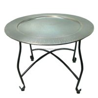 Table basse marocaine traditionnelle en laiton avec base en bois, écologique, pliable, pour chambre, hôpital et hôtel, Azora Industries
