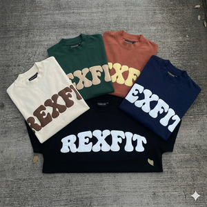 เสื้อยืดพิมพ์ลายพัฟโลโก้ สตรีทแวร์ ทรงหลวม รับผลิตเสื้อยืดแบรนด์ส่วนตัว ขายส่ง ผู้ผลิตชั้นนำ เสื้อยืดตามความต้องการของลูกค้า - Product Image 4