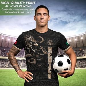 Camiseta de Fútbol de México para Hombre, Manga Corta, Cuello Redondo, Sublimada, 100% Poliéster, Transpirable, Corte Regular, Ropa Deportiva para Adultos de Expazna Sports - Product Image 2