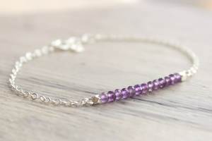 Sterling Silver Amethyst Bracelet February Birthstone Jewelry Minimalist Women Bracelet Wholesale Supplier - Product Image 5