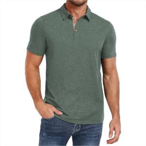 Chemises polo pour hommes, tissu doux texturé, design boutonné, vêtements d'été, faible MOQ, prix bas. - Product Image 5