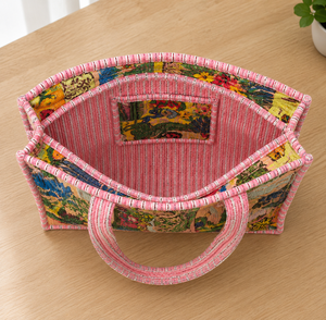 Handmade Quilted Floral Tote <b>Bag</b> <b>Large</b> Capacity Shopping <b>Bag</b> Reusable Travel <b>Beach</b> Shoulder Handbag - Product Image 1