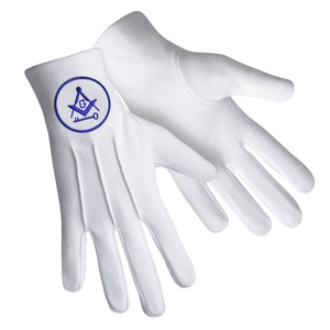 Luxury International Masons Cotton Gloves <b>Square</b> and Compass G with <b>Key</b> - Product Image 3